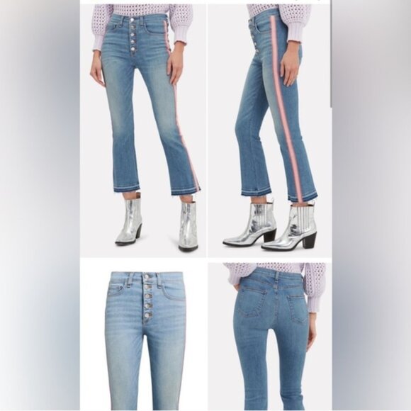 Veronica Beard Carolyn Baby Boot Raw Hem Cropped Jeans Size 26 Blue - Picture 1 of 8